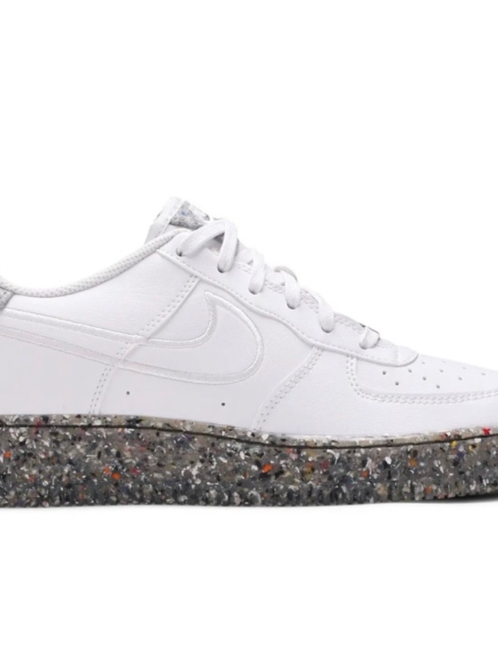 Nike White Leather Sneaker with Multicolor Recycled Sole RARE Air Force 1